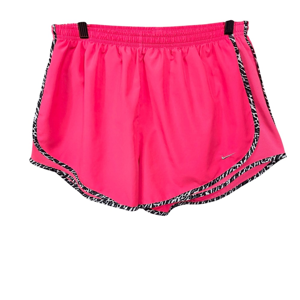 Nike Dri Fit Running Shorts Women's XL Pink Leopard Trim Athletic Gym Workout